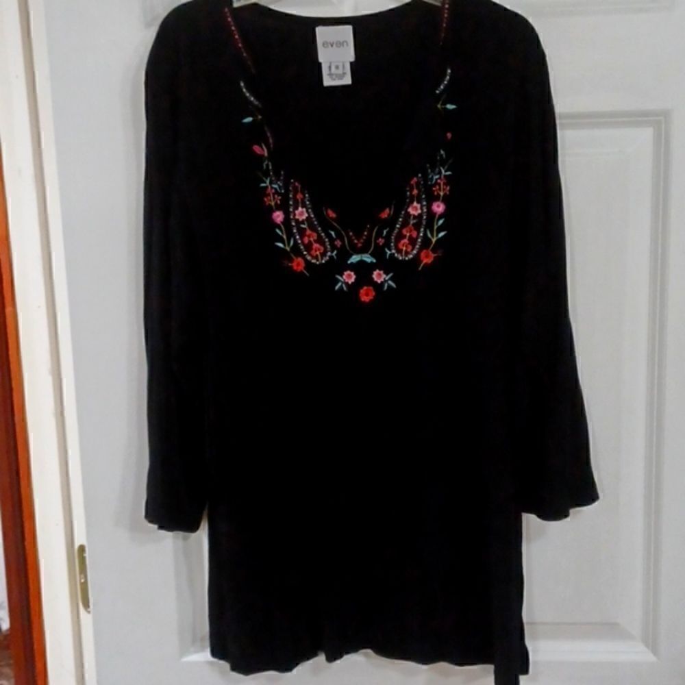 Black Embroidered Top by Even